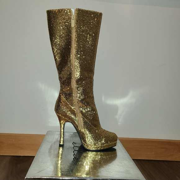 Ellie size 8 gold Zara 2 Gold glitter boots - Picture 1 of 6